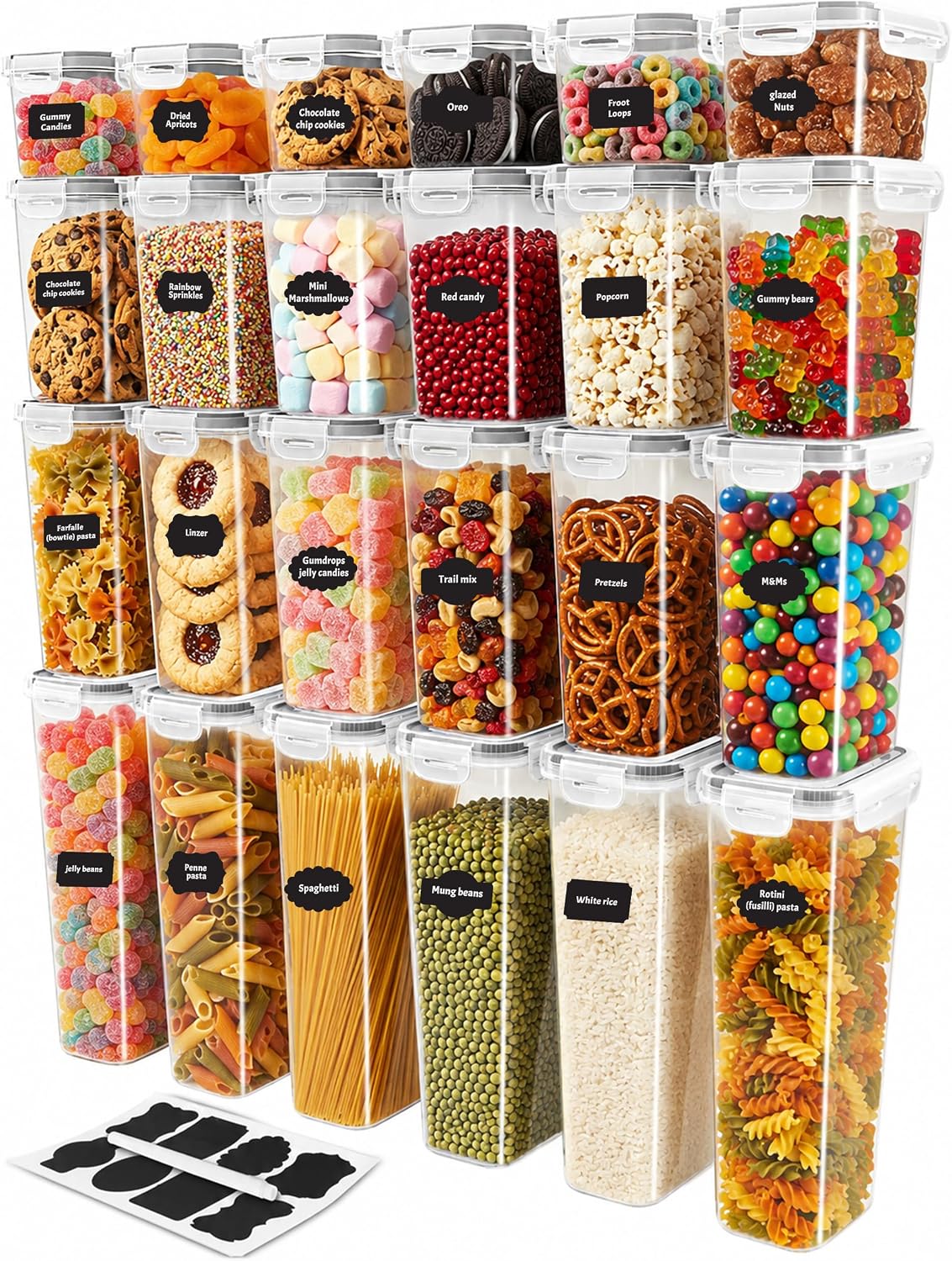 Plastic Airtight Food Storage Containers Sets with Lids, 24 Pack