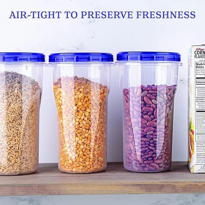 PLASTICPRO 48 Ounce Twist Top Deli Containers Clear bottom With Blue Top Twist on Lids Reusable, Stackable, Food Storage Freezer Container Pack of 4 (Blue)