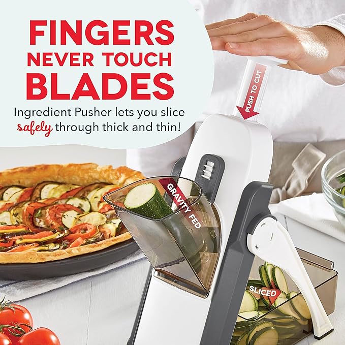 Dash Safe Slice® Mandoline - Compact,Foldable Food Slicer - Slice,Dice,Julienne & More - Perfect for Quick Food Prep - Recipe Guide Included - Cool Grey,(Pack of 4)