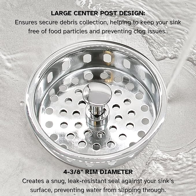 Westbrass D2145-05 3-1/2" Post Style Large Kitchen Sink Basket Strainer, Polished Nickel (2-Pack)