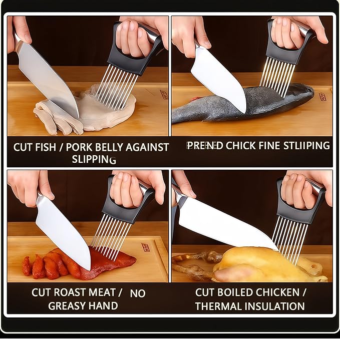 2025 Upgraded Onion Slice, New Stainless Steel Onion Chopper for Slicing, Chopper Slice Assistant Tool, Cutter for Slicing of Meat, Onion, Potato, Tomato Kitchen Gadgets (3)