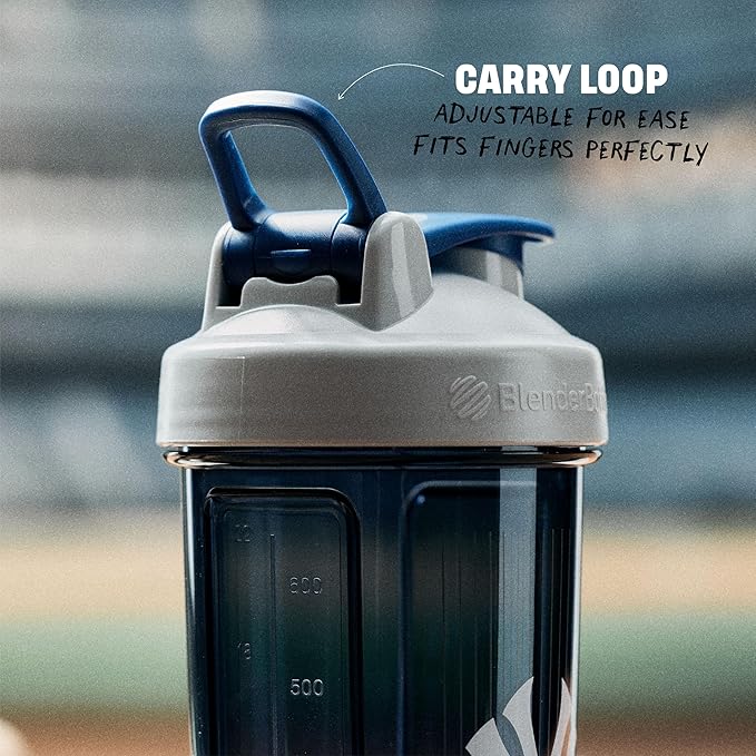 BlenderBottle Shaker Bottle Pro Series Perfect for Protein Shakes and Pre Workout, 28-Ounce, Grey/Blue (New York Yankees)