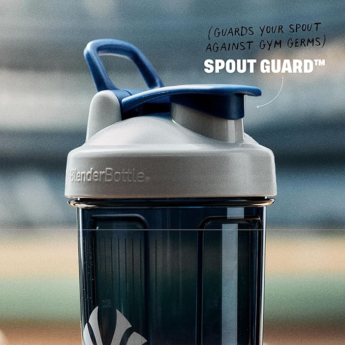 BlenderBottle Shaker Bottle Pro Series Perfect for Protein Shakes and Pre Workout, 28-Ounce, Grey/Blue (New York Yankees)