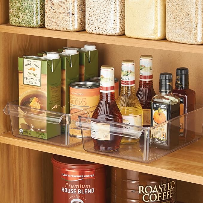 iDesign Linus Plastic Fridge and Freezer Storage Organizer Bin with Handle, Clear Container for Food, Drinks, Produce Organization, 8" x 11.5" x 3.5", Clear