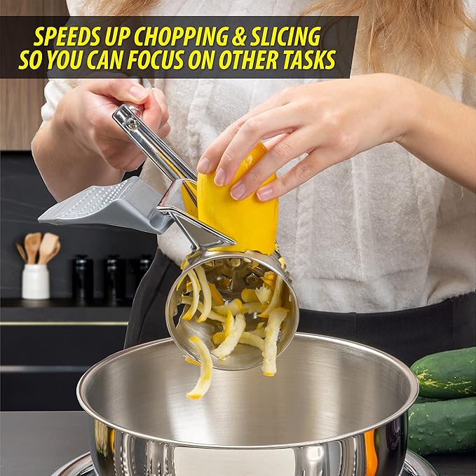 Maxam Vegetable Chopper, Dynamic Food Processor with Stainless-Steel Shredders With 5 Quart Mixing Bowl