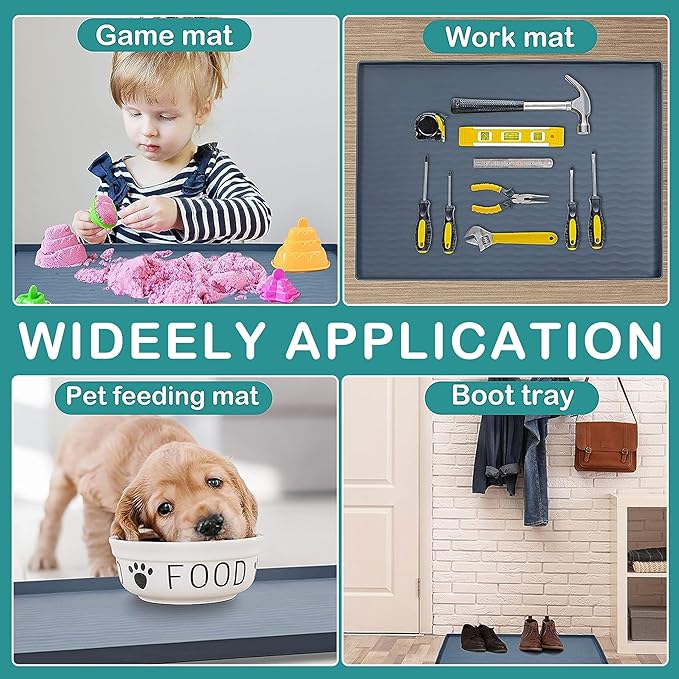 URMONA Waterproof Silicone Under Sink Mat 28'' x 19'' Shelf Liner for Kitchen and Bathroom, Cabinet and Counter Protector, Storage and Organizers, Litter Mat, Pet Cat Puppy Essentials(Khaki)