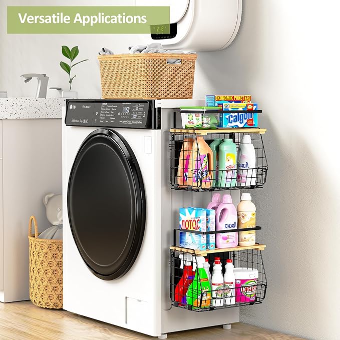 Magnetic Shelf for Fridge with Lid: 2 Pack Fruit Potato and Onion Storage Bin - Magnetic Spice Rack for Refrigerator & Kitchen Counter - Pantry Organizers and Storage