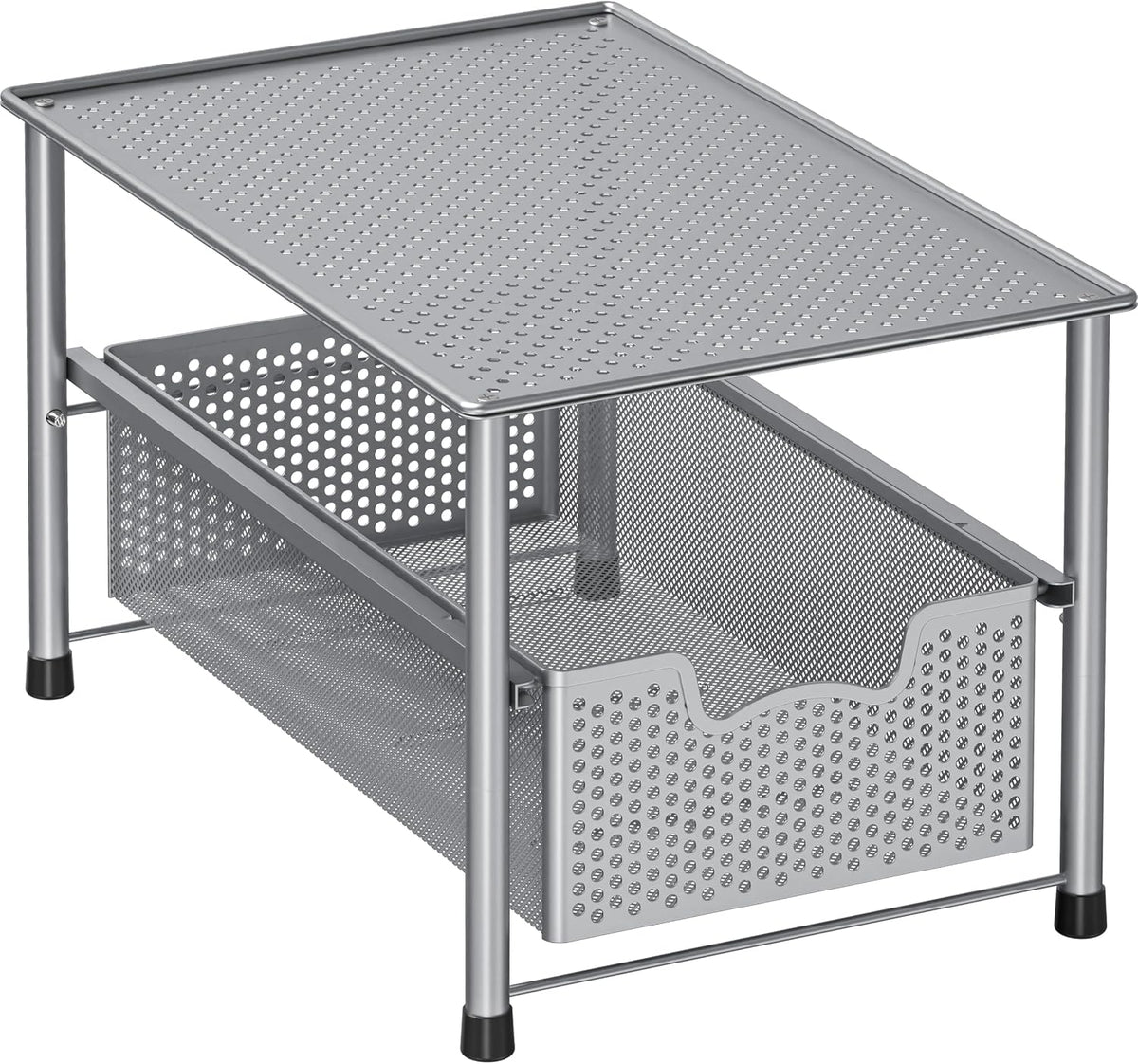 Stackable Under Sink Sliding Basket Drawer, Silver