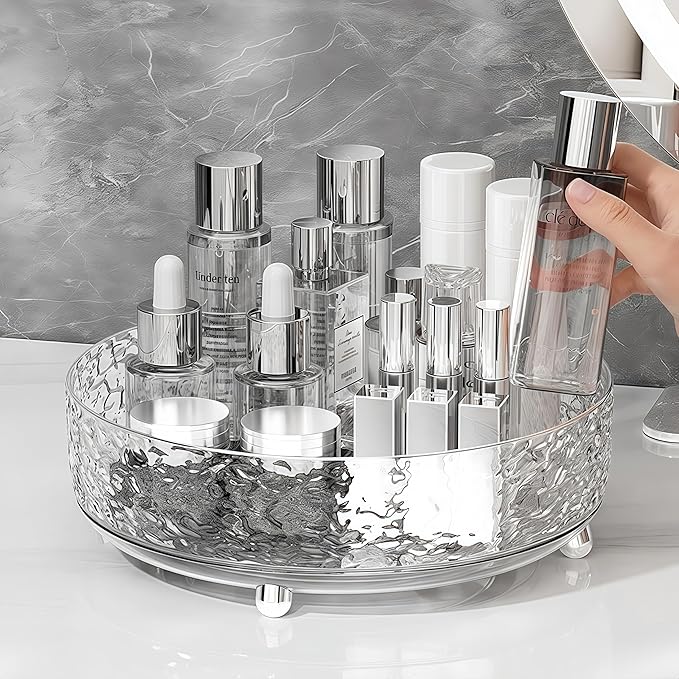 Premium Lazy Susan Organizer,9 inch Turntable Organizer for Bathroom, Kitchen, Vanity, Countertop, Table Top, Cabinet, Pantry and Frige, Perfume, Skin Care, Makeup, Spice Organizer, 360° Rotating