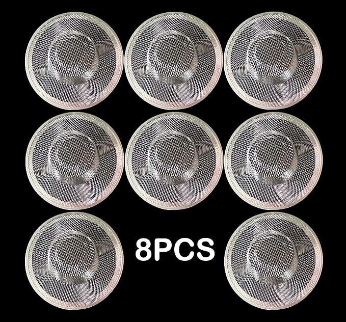 8PCS Metal Mesh Kitchen Sink Strainer, 4.41" Stainless Steel Slop Basket Filter Trap, Mesh Sink Drain Strainer Kitchen, Hair Basket Drain - Fits Most Kitchen Bathroom Sinks Shower Floor Drain