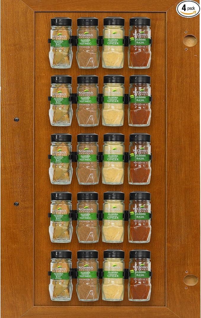 Simple Houseware 20 Spice Gripper Spice Accessories Spice Organizer- 4 Strips, Holds 20 Jars, Black