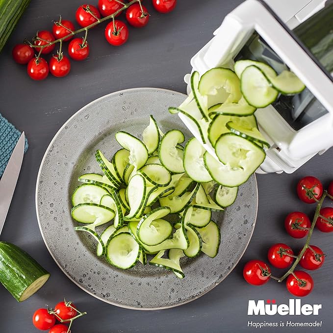Mueller Pro Multi-Blade Spiralizer, Zucchini Noodle Maker, Vegetable Slicer Zester Chopper Dicer, ProQuality, Only Model to Make Round Veggie Pasta, Not Flat Julienne Noodles