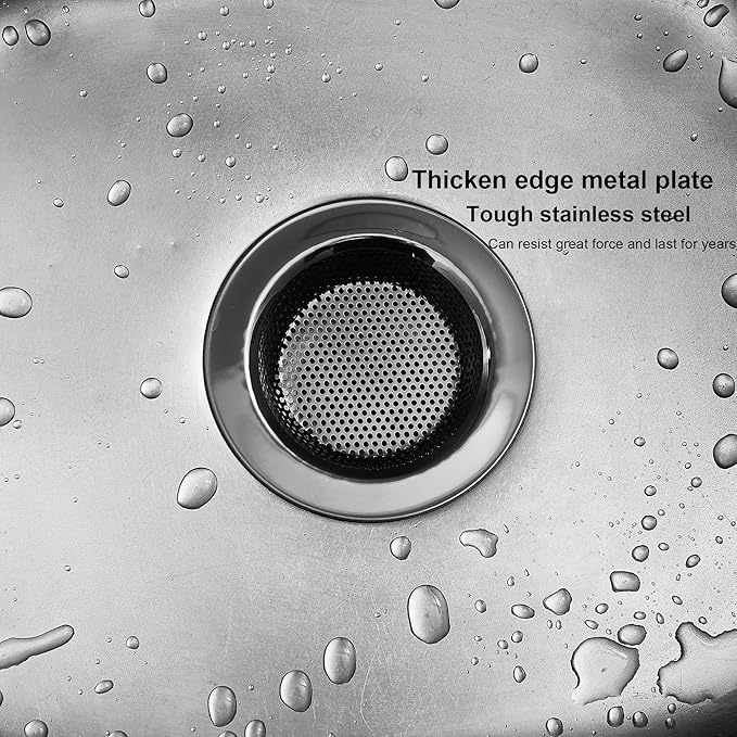 LASSHSWA Kitchen Sink Strainer Stainless Steel, Kitchen Sink Drain Strainer, Silver-Black Sink Strainers for Kitchen Sinks with Large Wide Rim 4.5" Diameter (2 PCS)