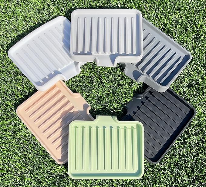 Silicone Soap Dish Tray and Sponge Holder with Drain Chute, Rectangular, Kitchen and Bathroom Sink Organizer (Dark Chocolate, 5.2"x4" (Set of 2), 7.2 Ounces)