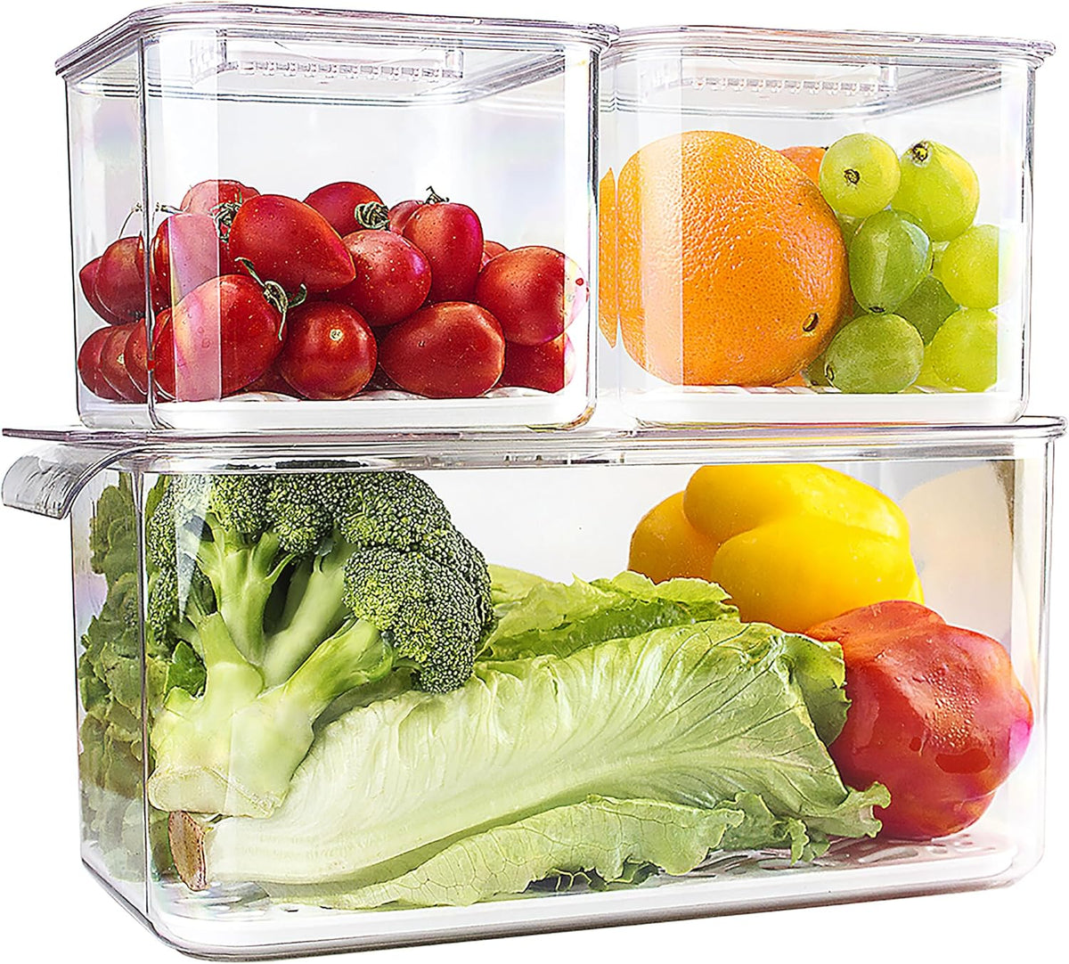3 Pack Fridge Fruit Storage Containers, Lettuce Keeper Produce Saver
