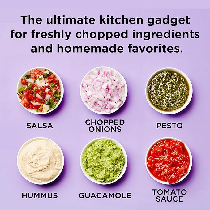 Chef’n VeggiChop Manual Hand-Powered Food Chopper and Processor, Chops Vegetables, Onions, Peppers, Nuts for Salsa, Guacamole, Hummus – White