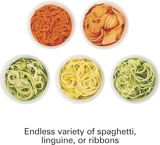 Hamilton Beach 3-in-1 Electric Vegetable Spiralizer for Veggie Noodles, Zoodle Maker & Slicer With 3 Cutting Cones for Spaghetti, Linguine, and Ribbons, 6-Cups, Black (70930)