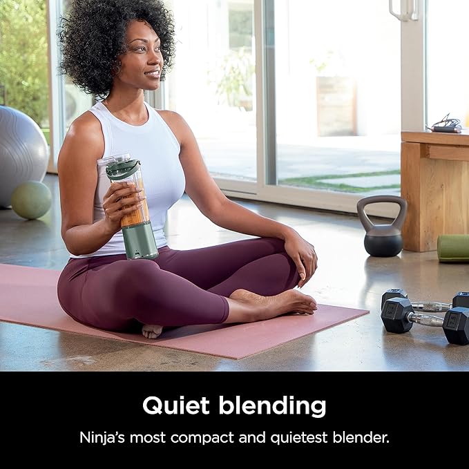 Ninja BC151EM Blast Portable Blender, Cordless, 18oz. Vessel, Personal Blender-for Shakes & Smoothies, BPA Free, Leakproof-Lid & Sip Spout, USB-C Rechargeable, Dishwasher Safe Parts, Forest Green (Renewed)