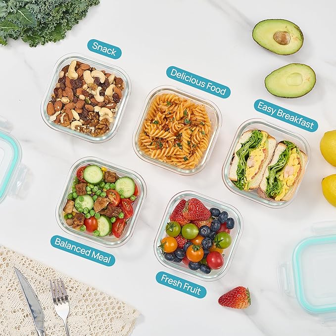 5Pack 17.5oz Glass Storage Containers with Lids