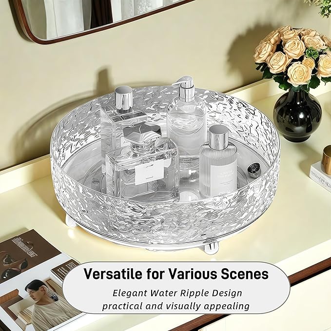 Premium Lazy Susan Organizer,9 inch Turntable Organizer for Bathroom, Kitchen, Vanity, Countertop, Table Top, Cabinet, Pantry and Frige, Perfume, Skin Care, Makeup, Spice Organizer, 360° Rotating