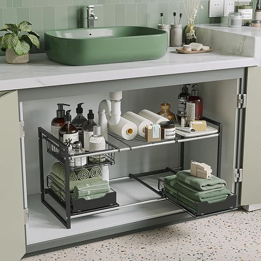 Under Sink Organizers and Storage, Kitchen Cabinet Organizer, Black
