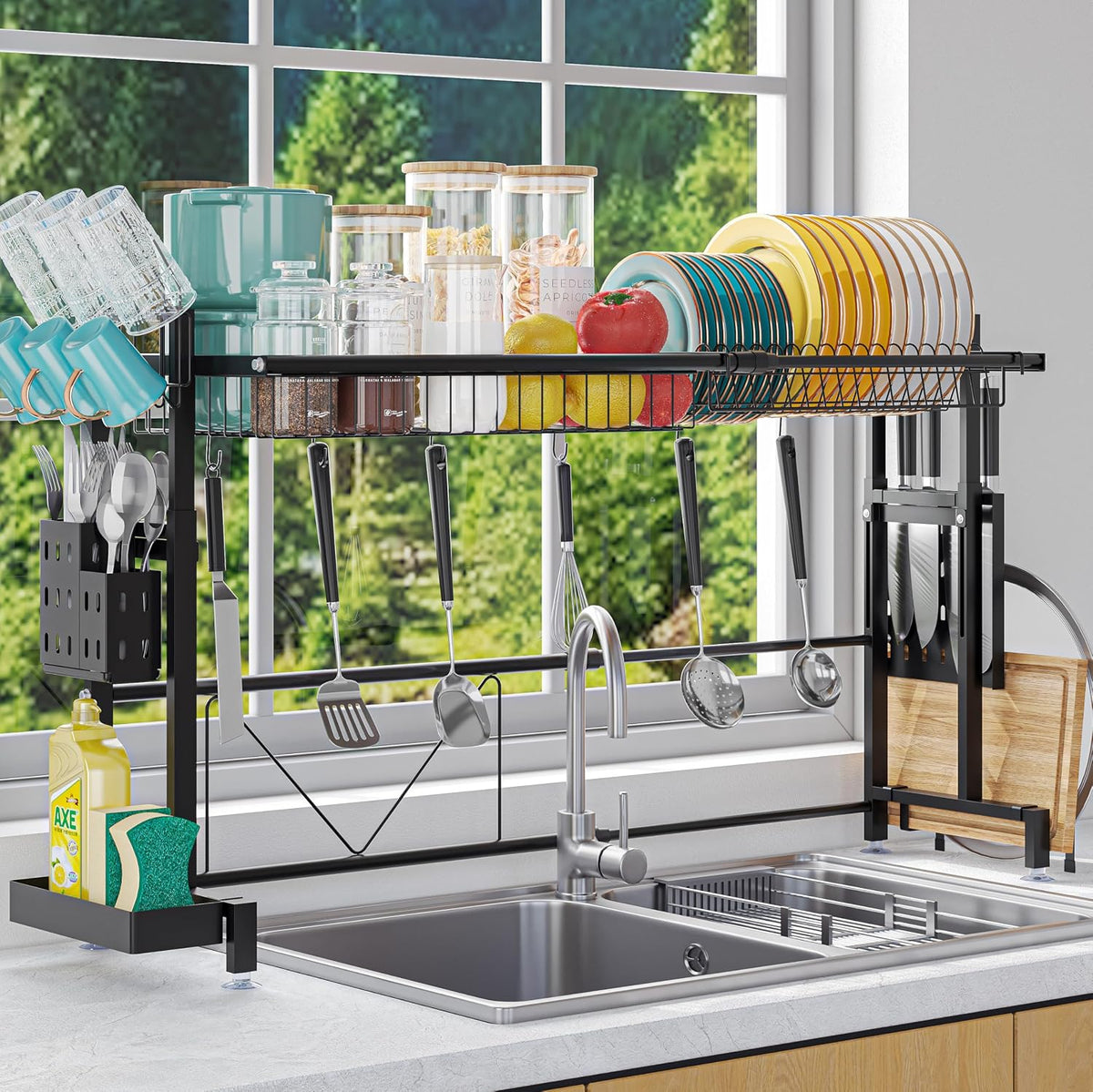 Over the Sink Dish Drying Drainer Rack - Height & Width Adjustable