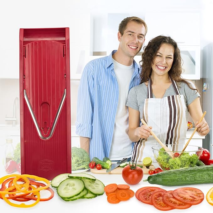 BORNER V Mandoline Slicer Kitchen V1 ClassicLine Starter Set | Vegetable Grater Börner - Quality Made in Germany, Color:Red