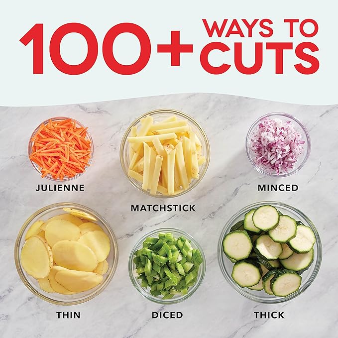 Dash Safe Slice® Mandoline - Compact,Foldable Food Slicer - Slice,Dice,Julienne & More - Perfect for Quick Food Prep - Recipe Guide Included - Cool Grey,(Pack of 4)