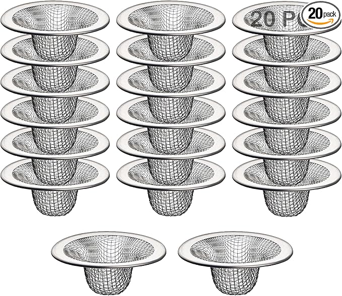 20Pcs Small Drain Mesh Basket, 2.125'' Bathroom Sink Drain Strainer Screen Mesh Sink Strainer Hair Catcher Drain Filter Cover for Bathtub Lavatory RV Laundry Shower Floor Utility Sink Drain
