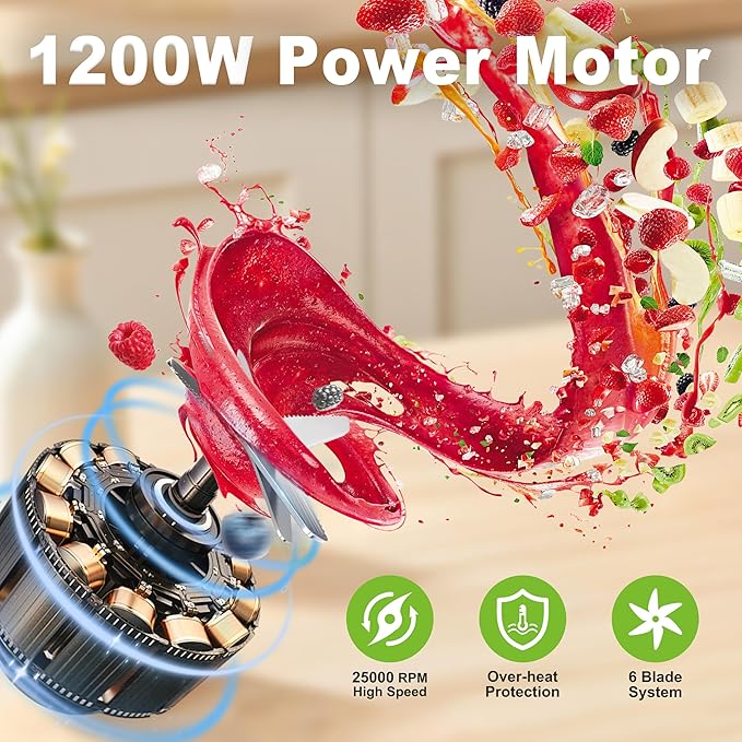 REVOTRA Blender for Smoothies, Personal Blender for Shake and Smoothies for Kitchen with 3 Portable Cups (2x24oz & 1X10oz), 4-Leaf Stainless Steel Blades, Perfect for Frozen Drinks, Ice Crushing