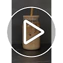 Reusable Boba Bubble Tea & Smoothie Cups - 2 Glass Wide Mouth 32oz Mason Jars with Bamboo Lids - 2 Reusable Gold Stainless Steel Boba Straws