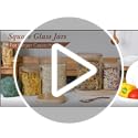 Glass Storage Jars with Bamboo Lids 3.6 Qt Large Pantry Square