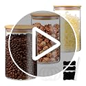 Set of 3 Glass Jars Containers – 1 L Airtight Food Storage Jars with Bamboo Lid for Cereal, Pasta, Tea, Coffee, Sugar – Dishwasher Safe