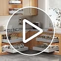 2Pack Expandable Pull Out Cabinet Organizer 21"Deep With Raising Pad for Framed Cabinets, Upgrade 3 Slide Rails Slide Out Drawers, Roll Out Shelves Adhesive,Adjustable Width 12.05"-20.4"White